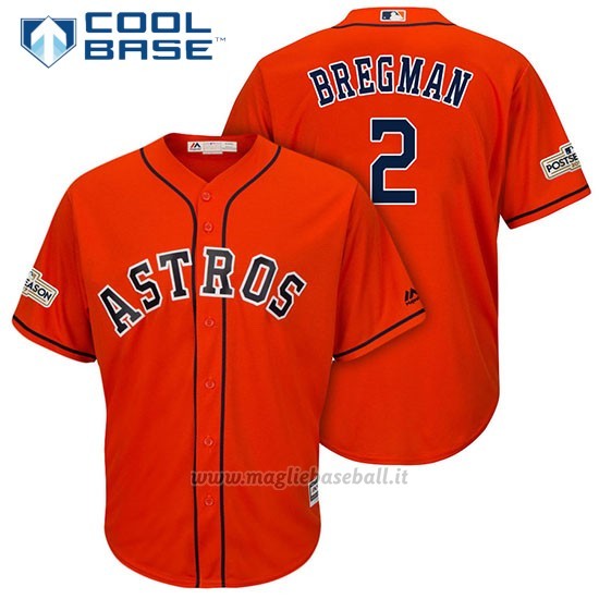 Maglia Baseball Uomo Houston Astros 2017 Postseason Alex Bregman Arancione Cool Base